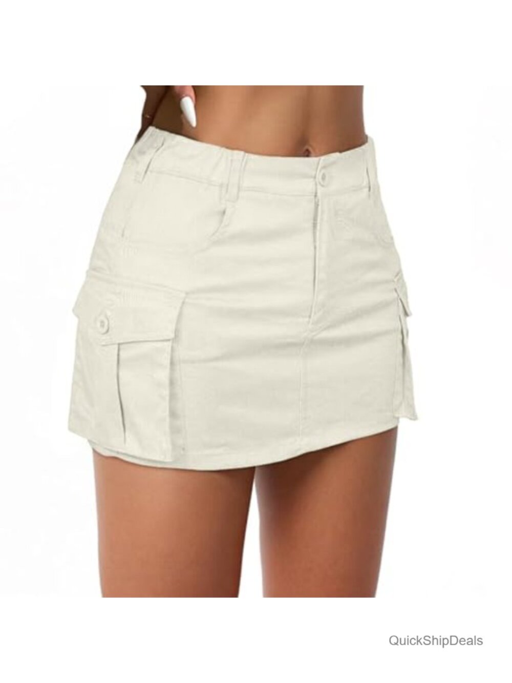 Women's Cargo Mini Skirt Low Rise Denim Jean Short Y2K with Pockets